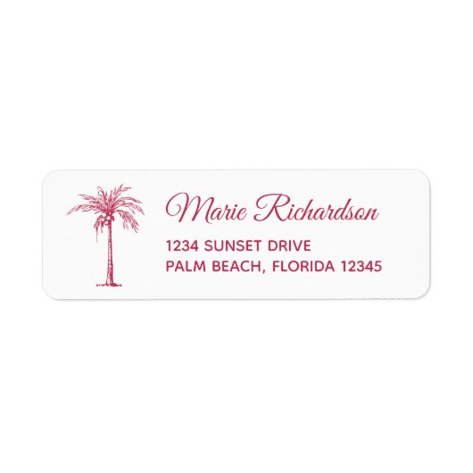 Étiquette d'adresse de retour de mariage à Palm Be (Devant)