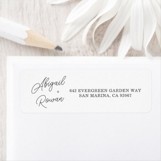 Étiquette d'adresse de retour de mariage à script (En situation)