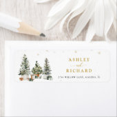 Étiquette d'adresse de retour de mariage arbre de (En situation)