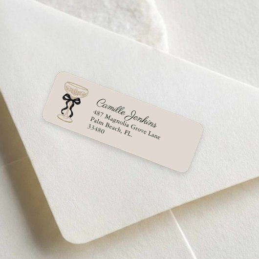 Étiquette d'adresse de retour de mariage au ruban
