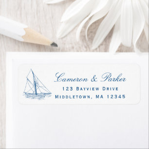 Étiquette d'adresse de retour de mariage au Yacht