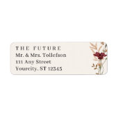 Étiquette d'adresse de retour de mariage aux fleur (Devant)