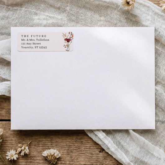 Étiquette d'adresse de retour de mariage aux fleur