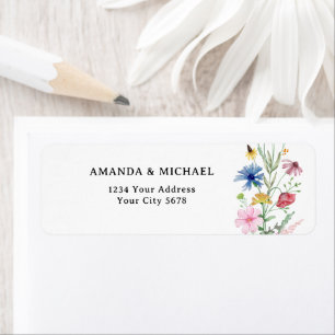 Étiquette d'adresse de retour de mariage aux fleur