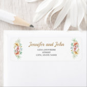 Étiquette d'adresse de retour de mariage avec feui (En situation)