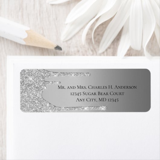 Étiquette d'adresse de retour de mariage avec pail (En situation)