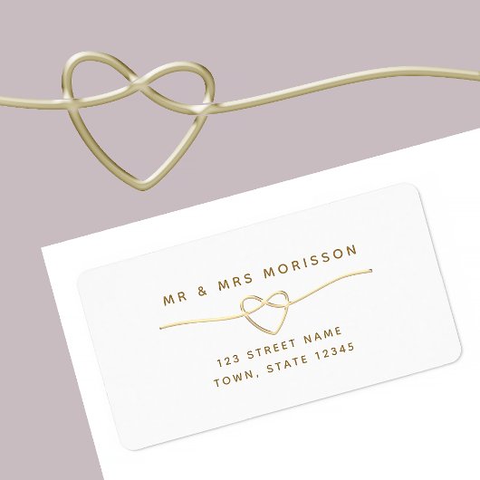 Étiquette d'adresse de retour de mariage blanc sim