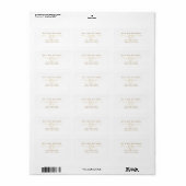 Étiquette d'adresse de retour de mariage blanc sim (Feuille entière)