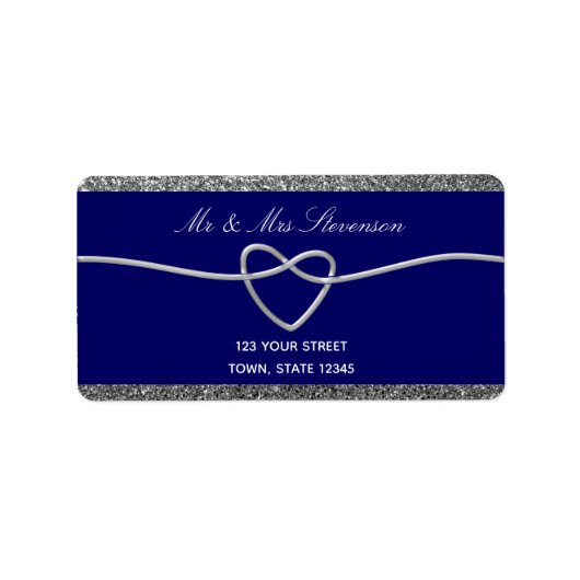 Étiquette d'adresse de retour de mariage bleu (Devant)