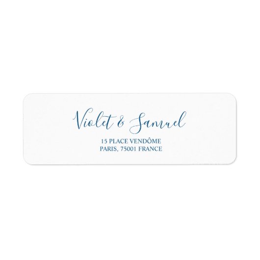 Étiquette d'adresse de retour de mariage bleu mini (Devant)