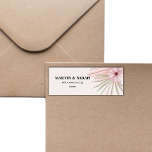 Étiquette d'adresse de retour de mariage botanique