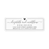 Étiquette d'adresse de retour de mariage chic écri (Devant)