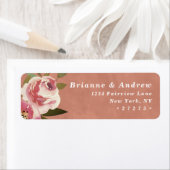 Étiquette d'adresse de retour de mariage chic rust (En situation)