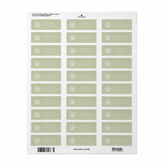 Étiquette d'adresse de retour de mariage côtier ve (Feuille entière)