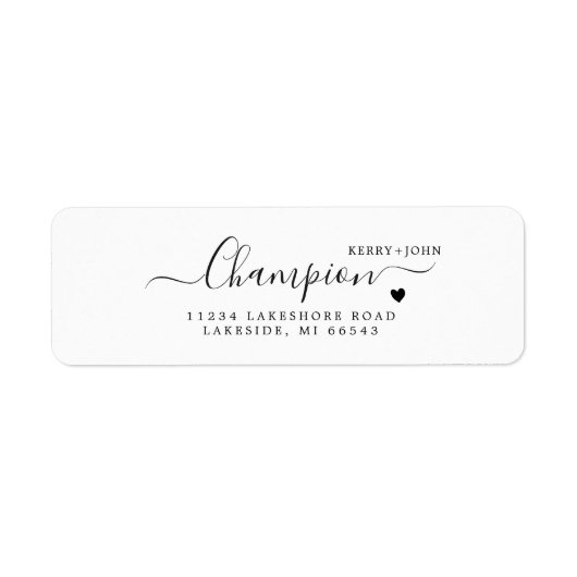 Étiquette d'adresse de retour de mariage de callig (Devant)