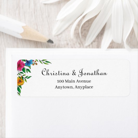 Étiquette d'adresse de retour de mariage de printe (En situation)