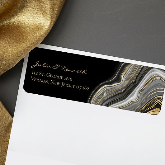 Étiquette d'adresse de retour de mariage élégante