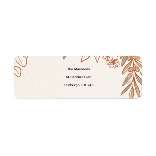 Étiquette d'adresse de retour de mariage en palmie (Devant)