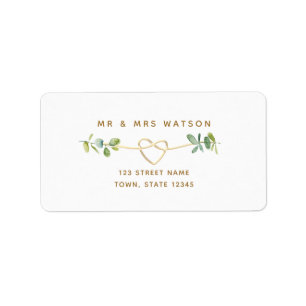 Étiquette d'adresse de retour de mariage Eucalyptu