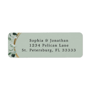 Étiquette d'adresse de retour de mariage Eucalyptu