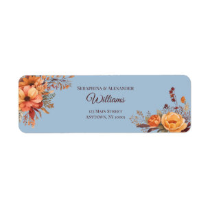 Étiquette d'adresse de retour de mariage floral aq