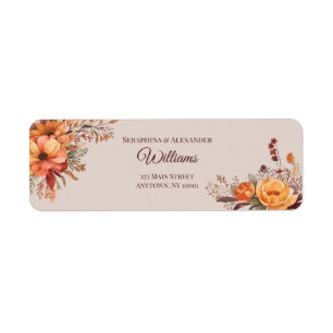 Étiquette d'adresse de retour de mariage floral aq