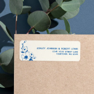 Étiquette d'adresse de retour de mariage Floral Bl