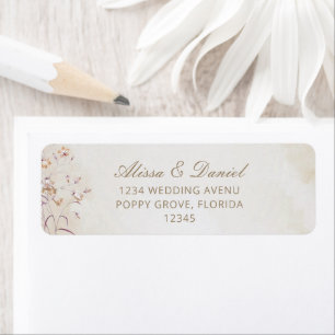 Étiquette d'adresse de retour de mariage floral bo