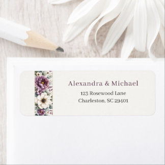 Étiquette d'adresse de retour de mariage floral ma