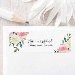 Étiquette d'adresse de retour de mariage floral ro