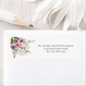 Étiquette d'adresse de retour de mariage floral ve (En situation)