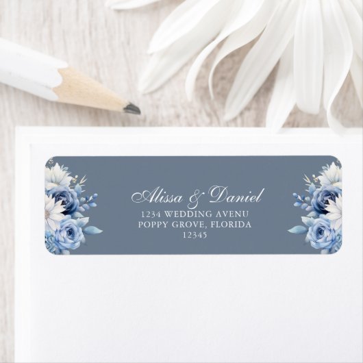 Étiquette d'adresse de retour de mariage florale b (En situation)