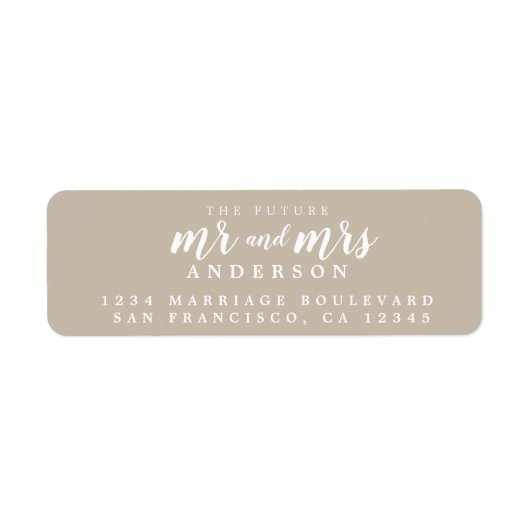 Étiquette d'adresse de retour de mariage Future Mr (Devant)