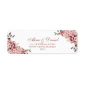 Étiquette d'adresse de retour de mariage Hydrangea (Devant)