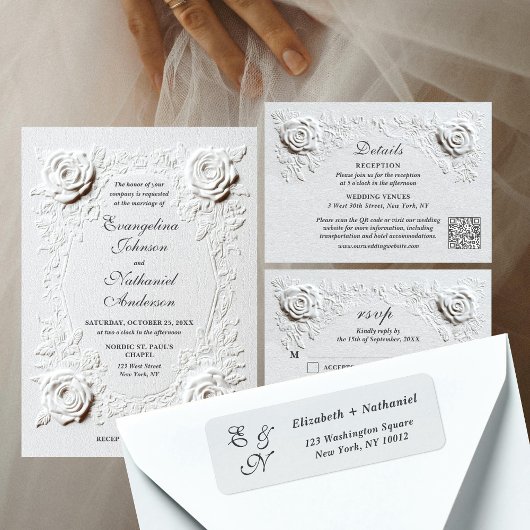 Étiquette d'adresse de retour de mariage intempore