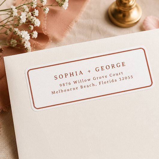 Étiquette d'adresse de retour de mariage minimalis