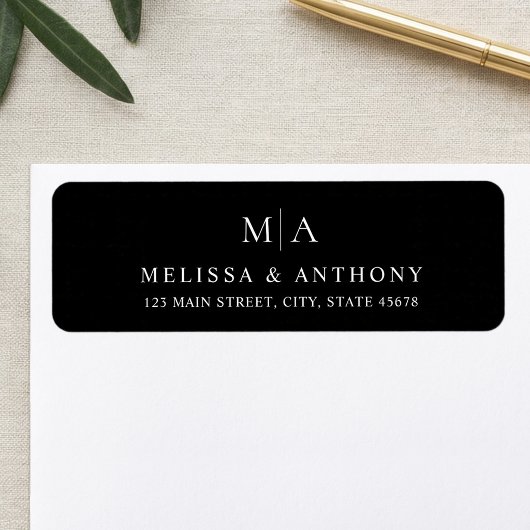 Étiquette d'adresse de retour de mariage moderne n