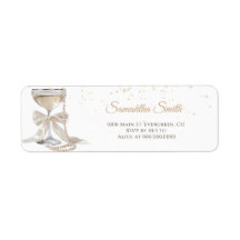 Étiquette d'adresse de retour de mariage Pearls &
