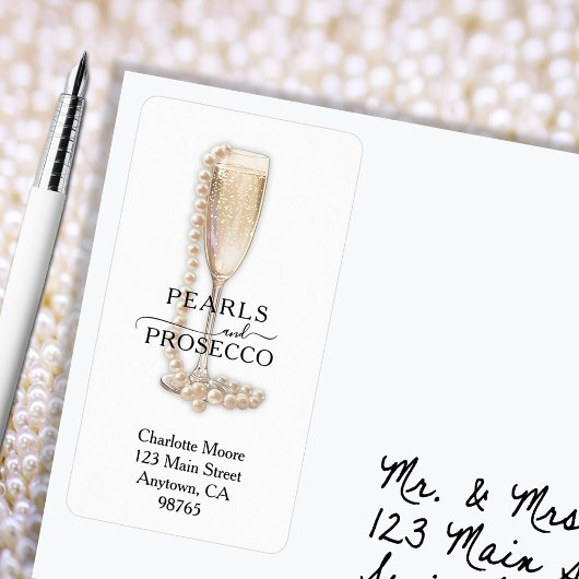 Étiquette d'adresse de retour de mariage Perles &