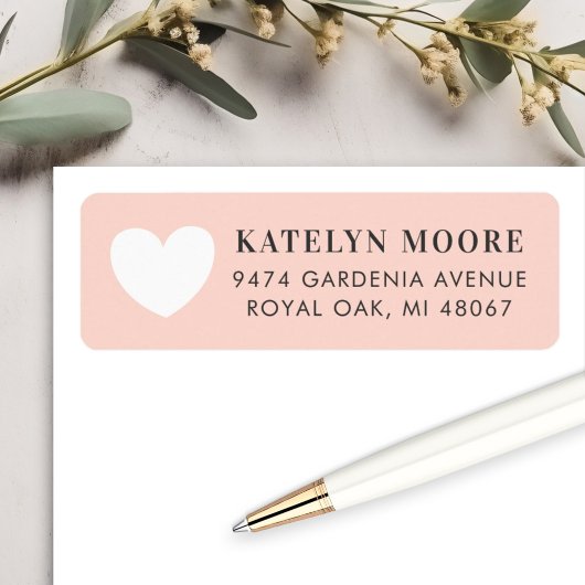 Étiquette d'adresse de retour de mariage rose blus