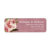 Étiquette d'adresse de retour de mariage rose chic (Devant)