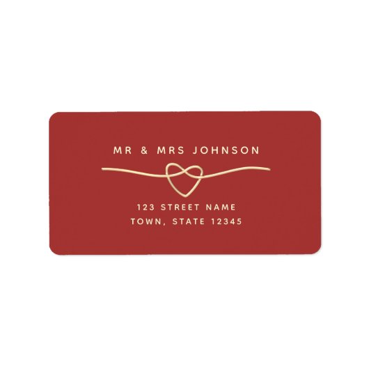 Étiquette d'adresse de retour de mariage rouge sim (Devant)