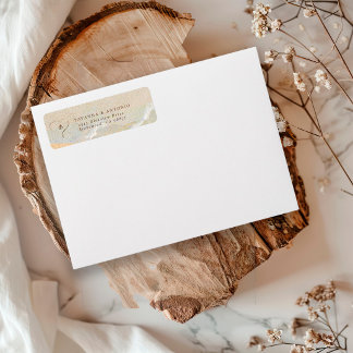 Étiquette d'adresse de retour de mariage sur la pl