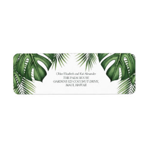 Étiquette d'adresse de retour de mariage tropical