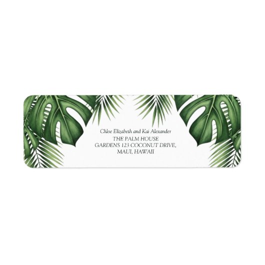 Étiquette d'adresse de retour de mariage tropical (Devant)