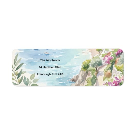 Étiquette d'adresse de retour de mariage verdure (Devant)