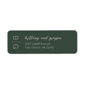 Étiquette d'adresse de retour de mariage vert Mono (Devant)