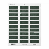Étiquette d'adresse de retour de mariage vert Mono (Feuille entière)