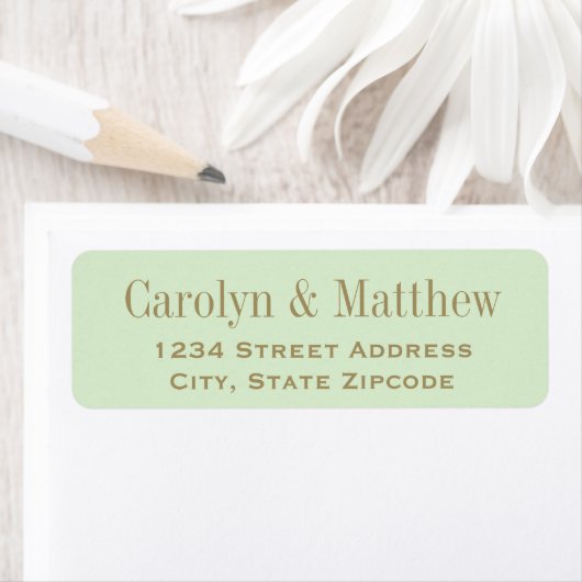 Étiquette d'adresse de retour de mariage vert pist (En situation)
