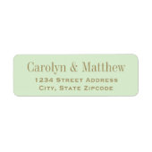 Étiquette d'adresse de retour de mariage vert pist (Devant)